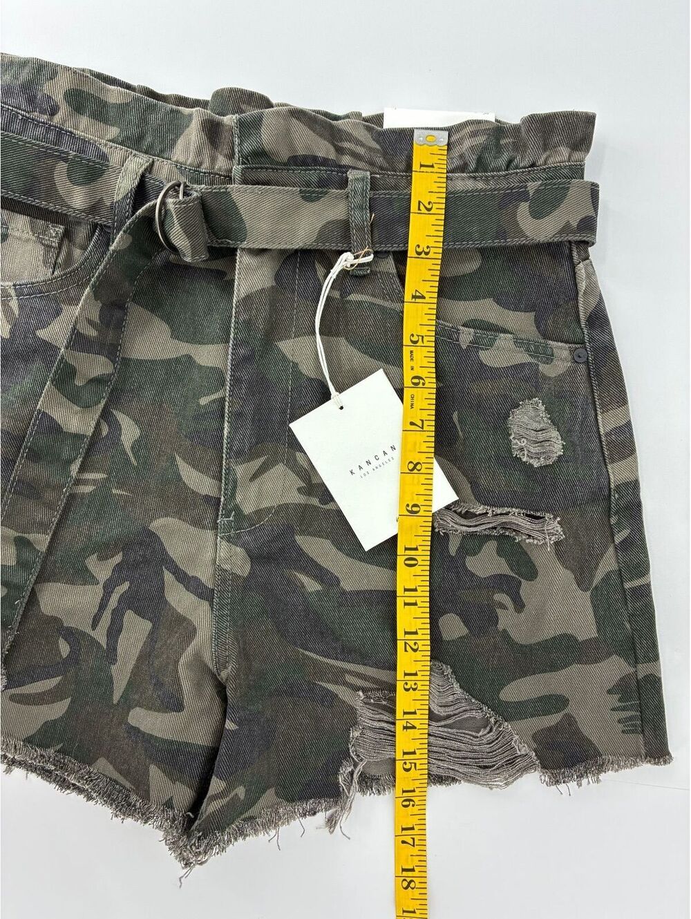 Kancan Camouflage Distressed Cotton Shorts with Belt Size L NWT - Picture 7 of 8